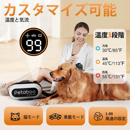 Petaboo高速ペットドライヤー｜低騒音・強力風量・温度調節可能